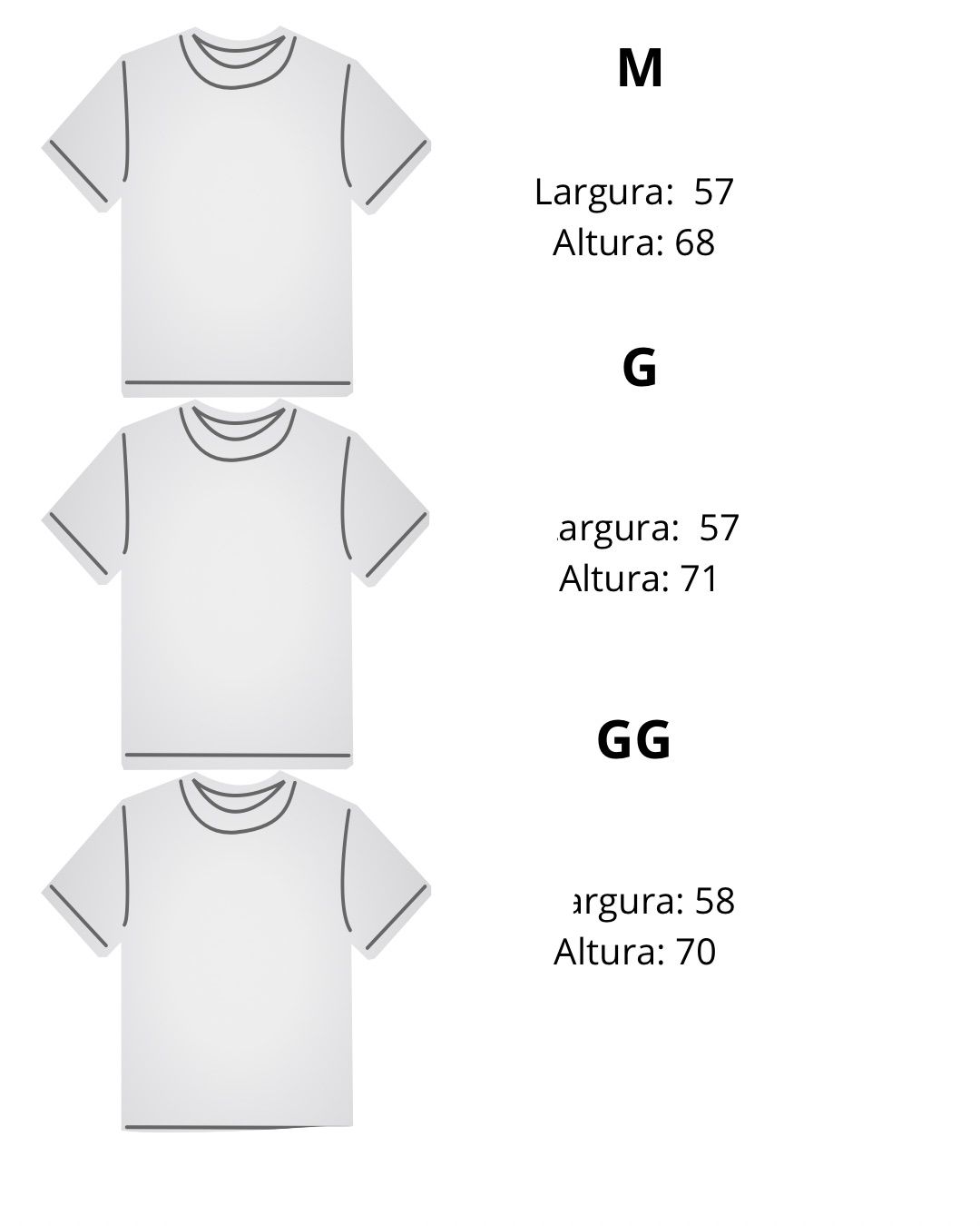 Tabela de Tamanhos NOBLUFF G/M/GG